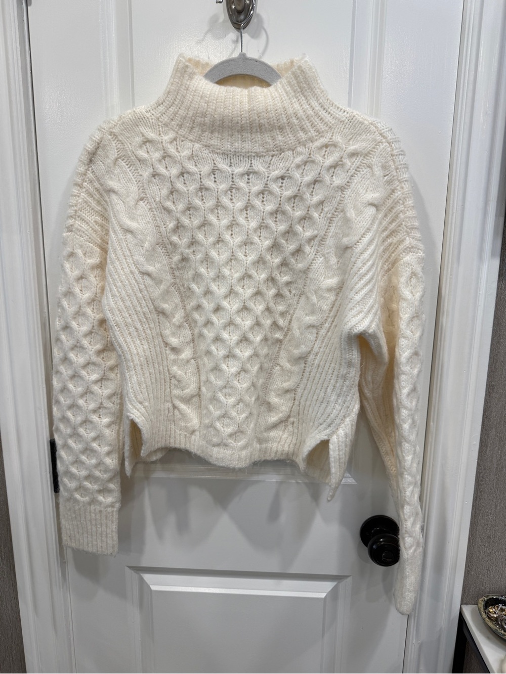 Abercrombie & Fitch Cream Cable Knit Turtleneck Sweater